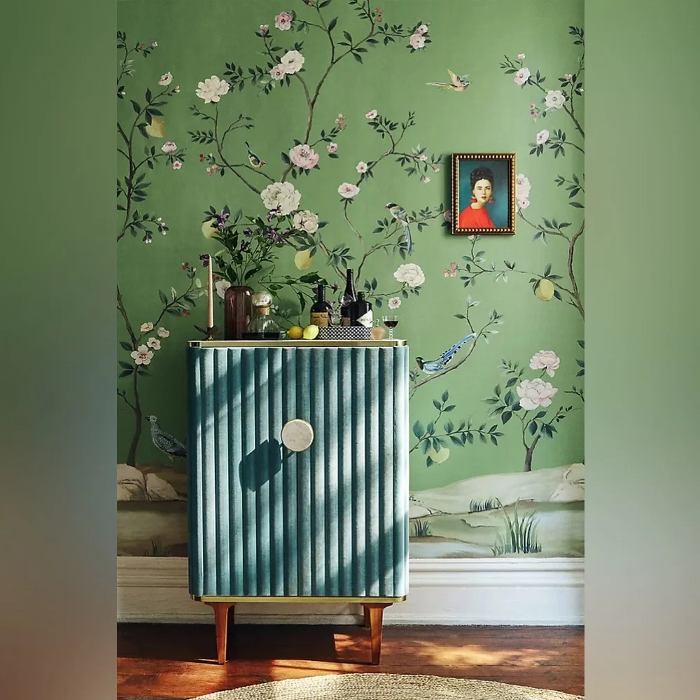 New Anthropologie Green Blossom Chinoiserie Wall Mural Wallpaper Art Judarn